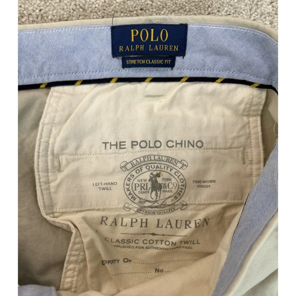 Polo Ralph Lauren Shorts Men's 40 Beige Tan Chino Classic Fit Stretch 9